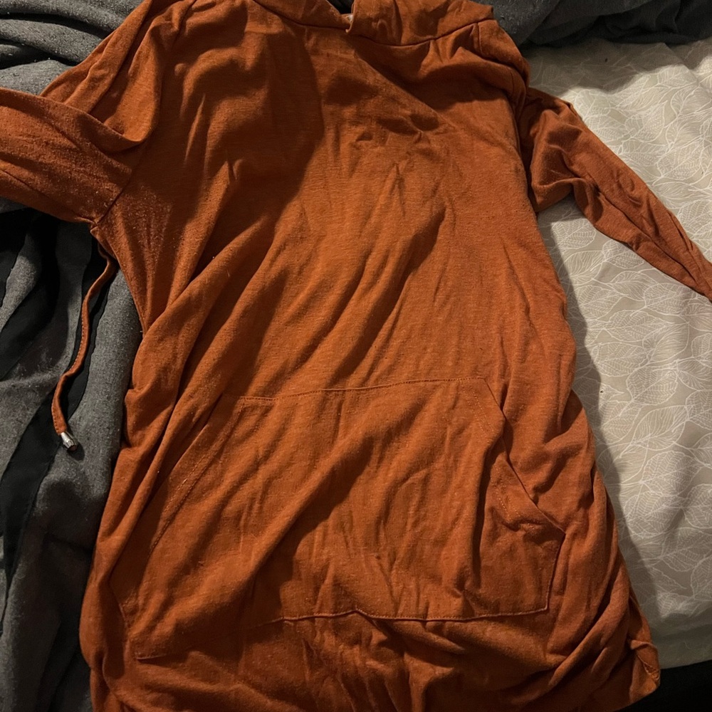 Rust Orange Lightweight Maternity Hoodie